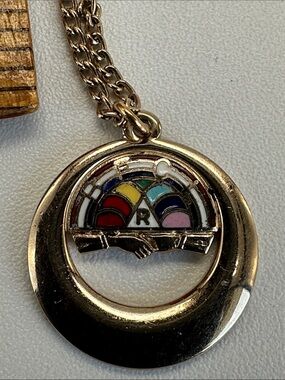 Vintage BFCL Rainbow Girls gold tone Charm Enamel Holding Hands🌈